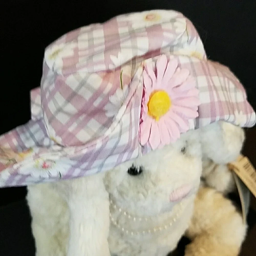 Ganz Cottage Collectibles Hattie Cream Bunny Plush Hat Pearls 1997 Christy Rave